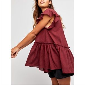 NWOT Free People Red Lace Tunic size Large